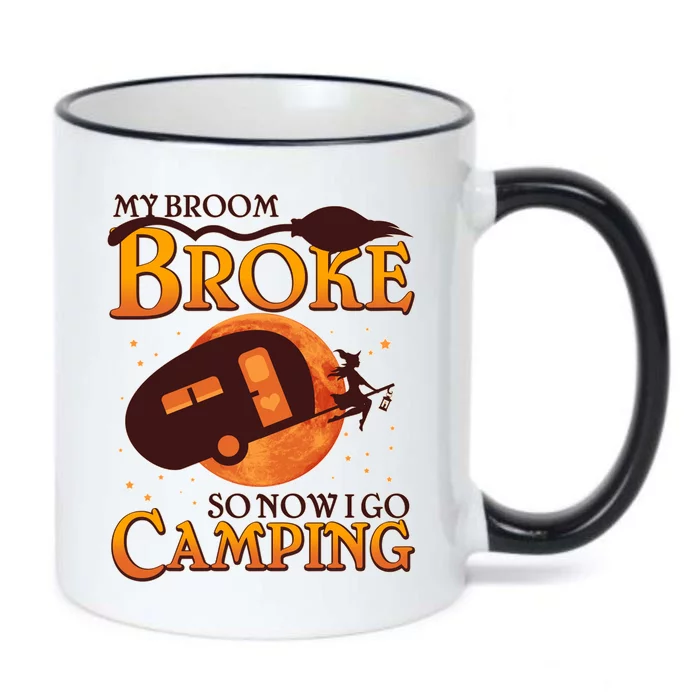 Halloween My Broom Broke So Now I Go Camping Black Color Changing Mug