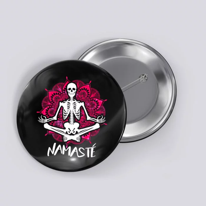 Halloween Namaste Skeleton Button