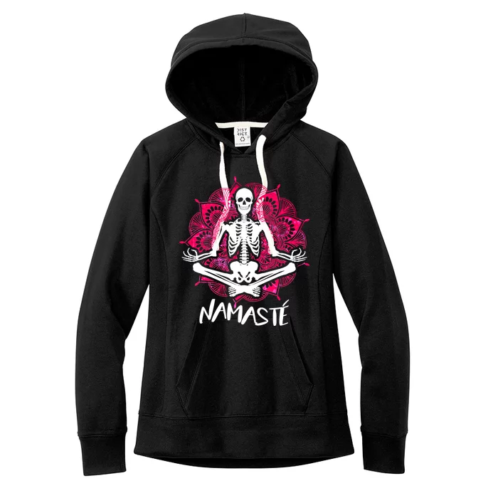 Halloween Namaste Skeleton Women's Fleece Hoodie