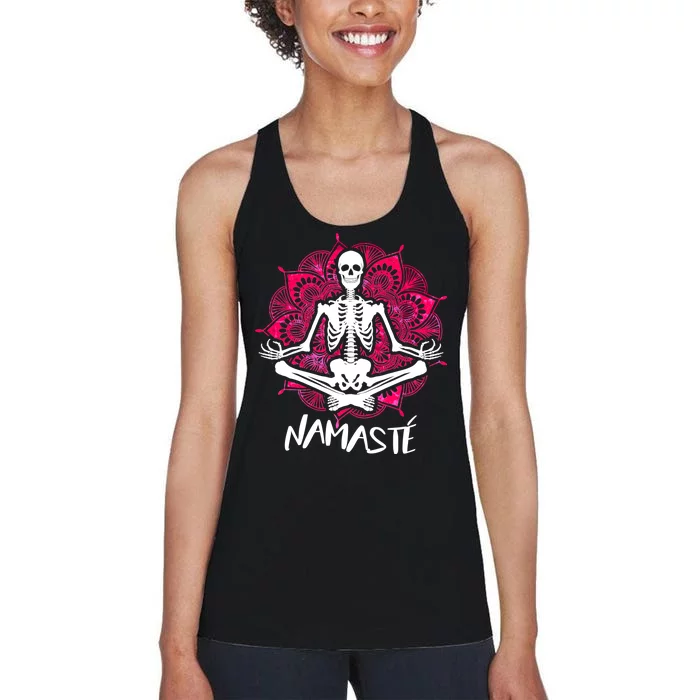 Halloween Namaste Skeleton Women's Racerback Tank