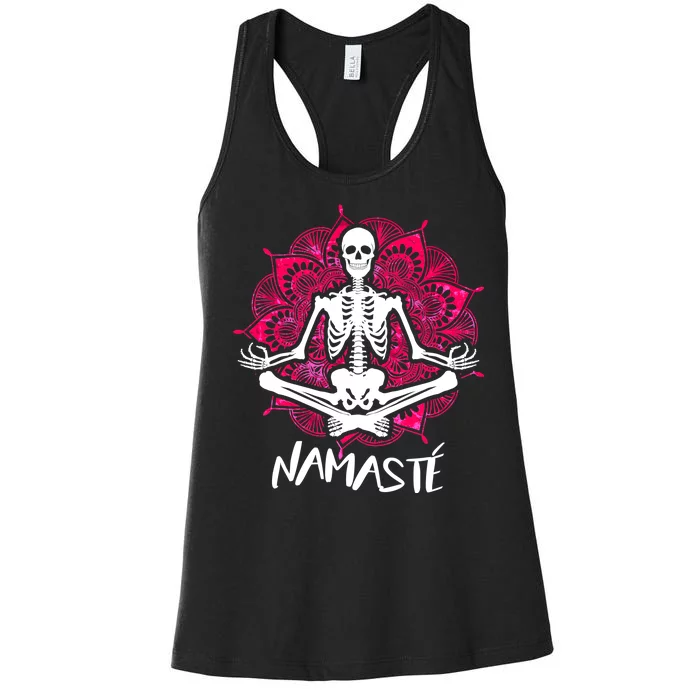 Halloween Namaste Skeleton Women's Racerback Tank