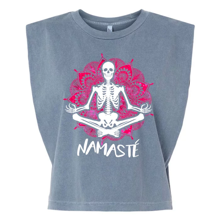 Halloween Namaste Skeleton Garment-Dyed Women's Muscle Tee