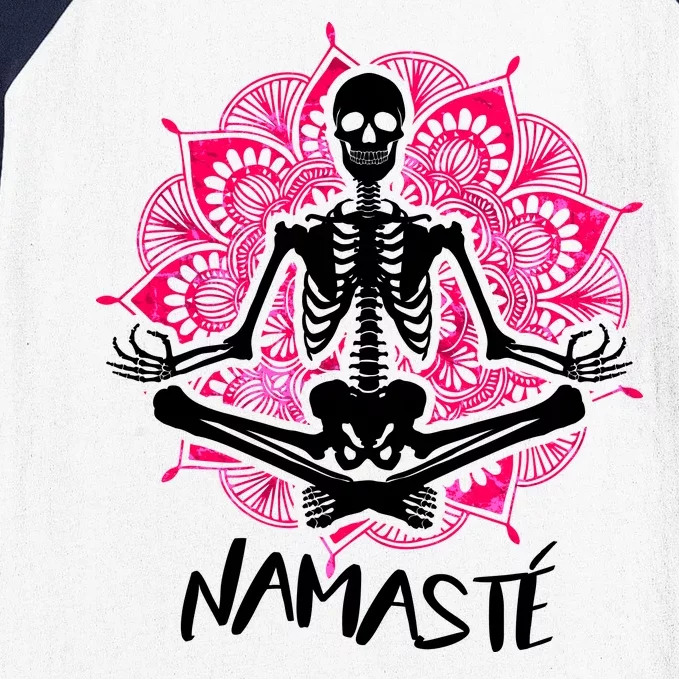 Halloween Namaste Skeleton Baseball Sleeve Shirt