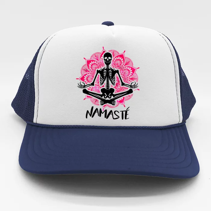 Halloween Namaste Skeleton Trucker Hat