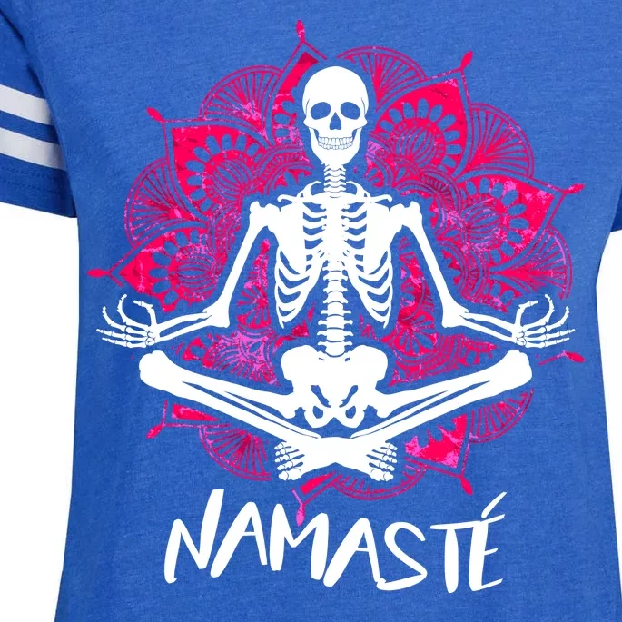 Halloween Namaste Skeleton Enza Ladies Jersey Football T-Shirt