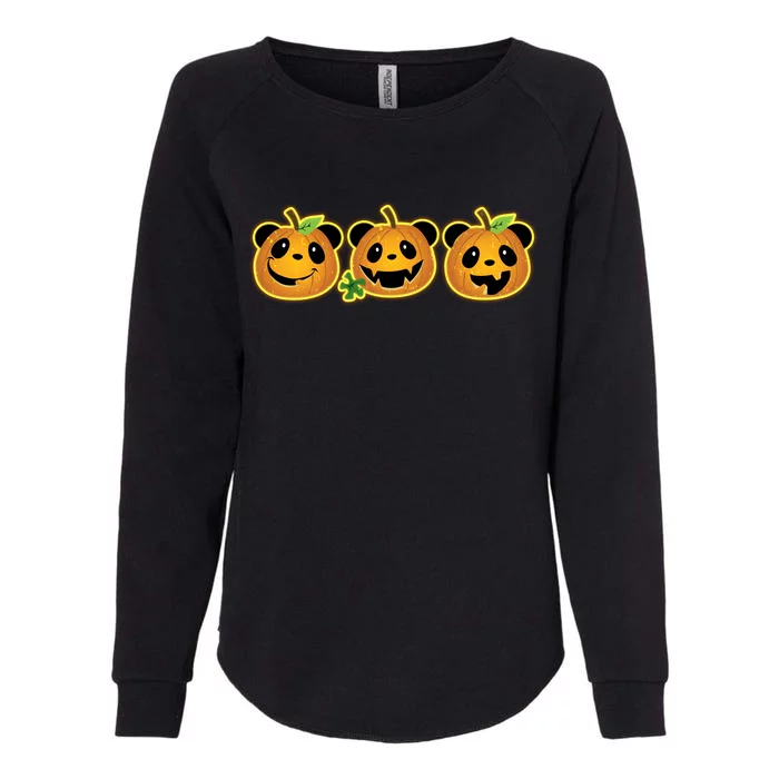 Halloween Panda Pumpkins Womens California Wash Sweatshirt