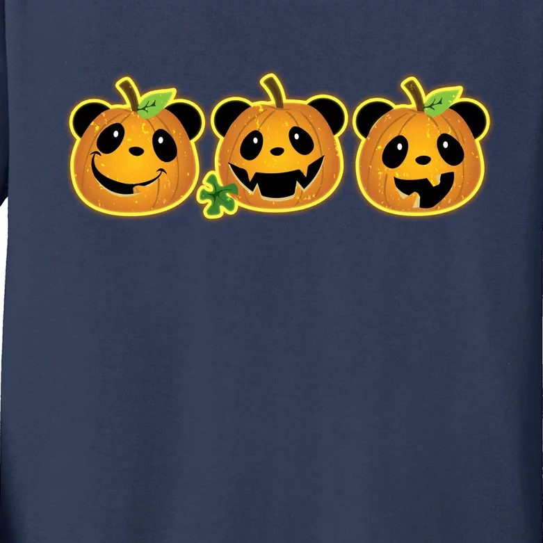 Halloween Panda Pumpkins Kids Long Sleeve Shirt