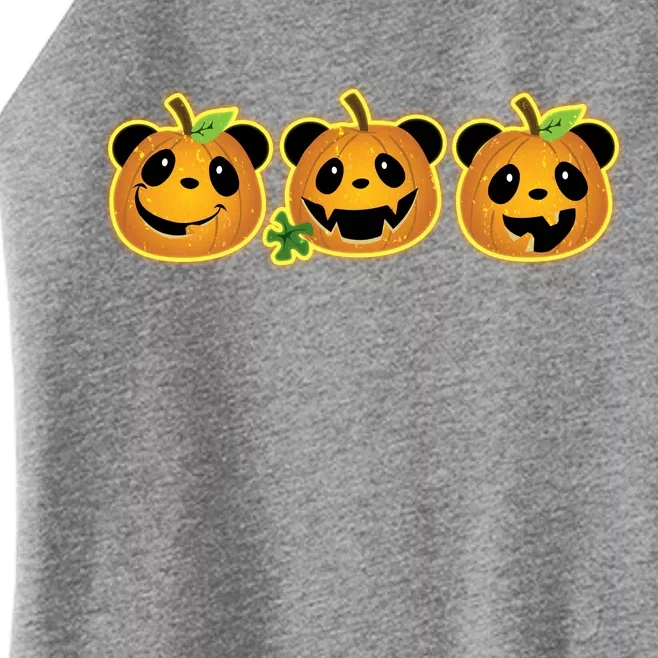 Halloween Panda Pumpkins Women’s Perfect Tri Rocker Tank