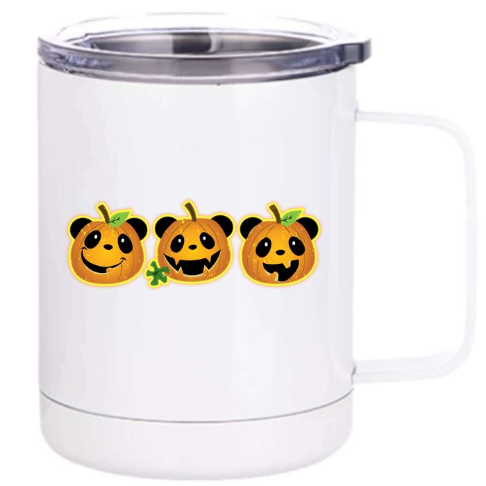 Halloween Panda Pumpkins Front & Back 12oz Stainless Steel Tumbler Cup