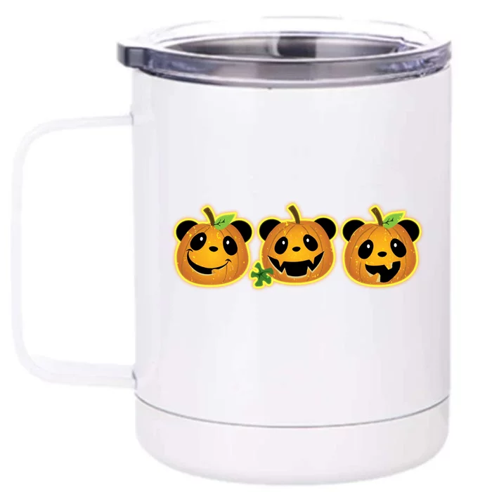 Halloween Panda Pumpkins Front & Back 12oz Stainless Steel Tumbler Cup