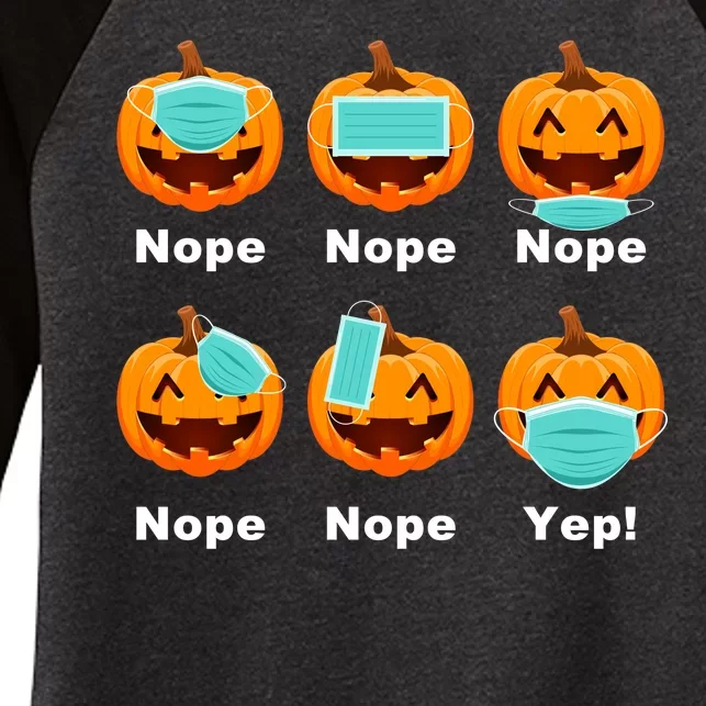 Halloween Pandemic Pumpkin Mask Funny Cute Women's Tri-Blend 3/4-Sleeve Raglan Shirt