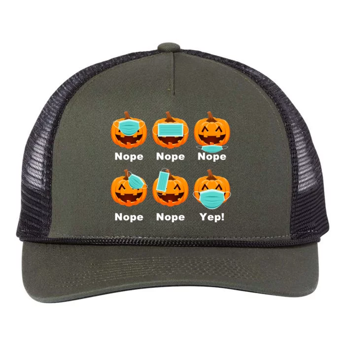 Halloween Pandemic Pumpkin Mask Funny Cute Retro Rope Trucker Hat Cap