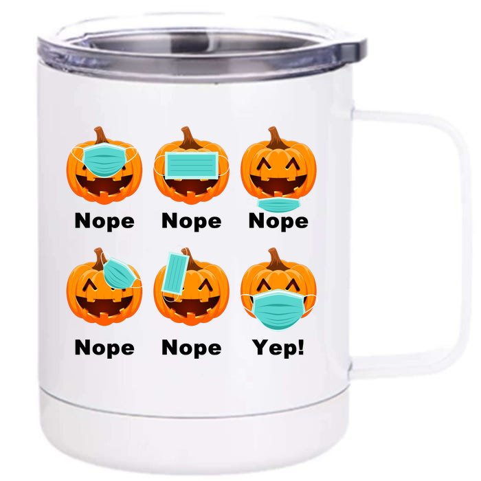 Halloween Pandemic Pumpkin Mask Funny Cute Front & Back 12oz Stainless Steel Tumbler Cup