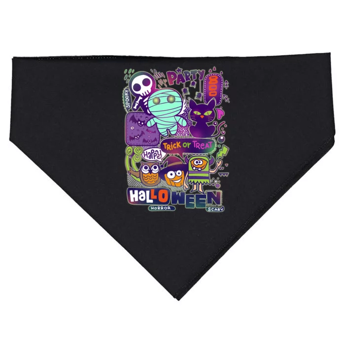 Halloween Party Doodles USA-Made Doggie Bandana