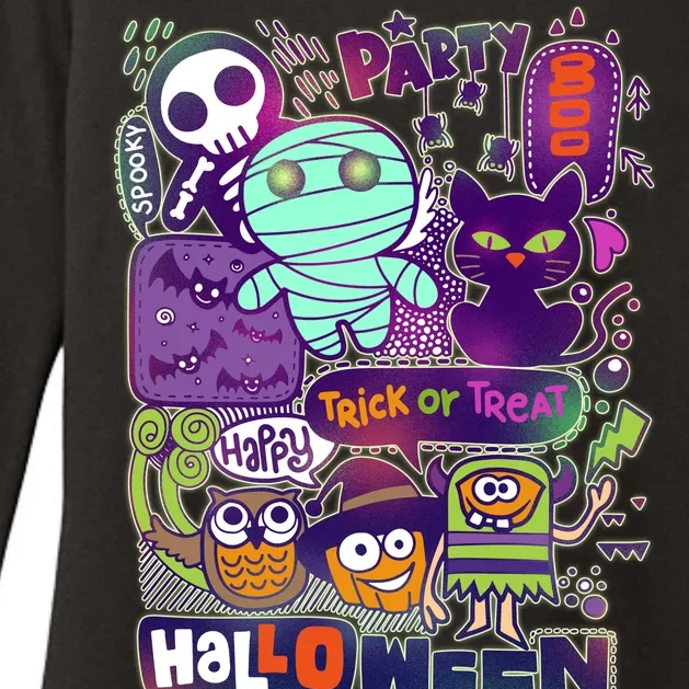 Halloween Party Doodles Womens CVC Long Sleeve Shirt