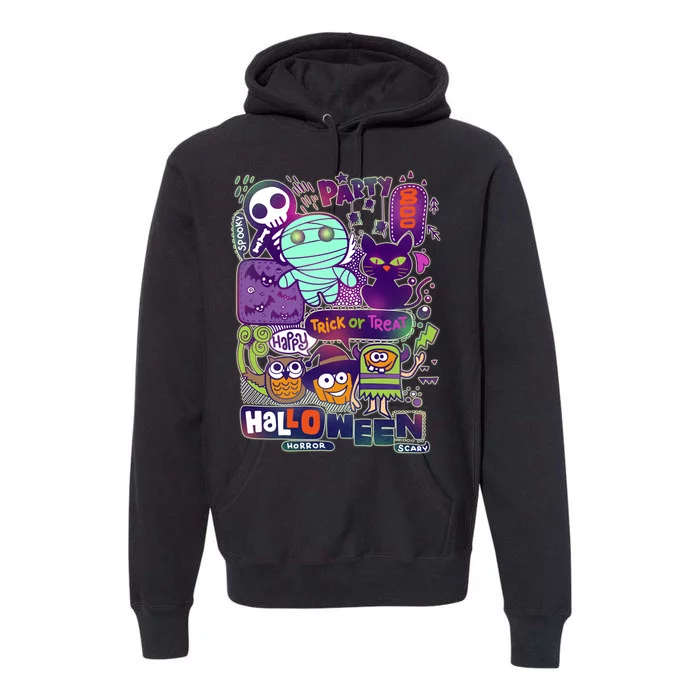 Halloween Party Doodles Premium Hoodie