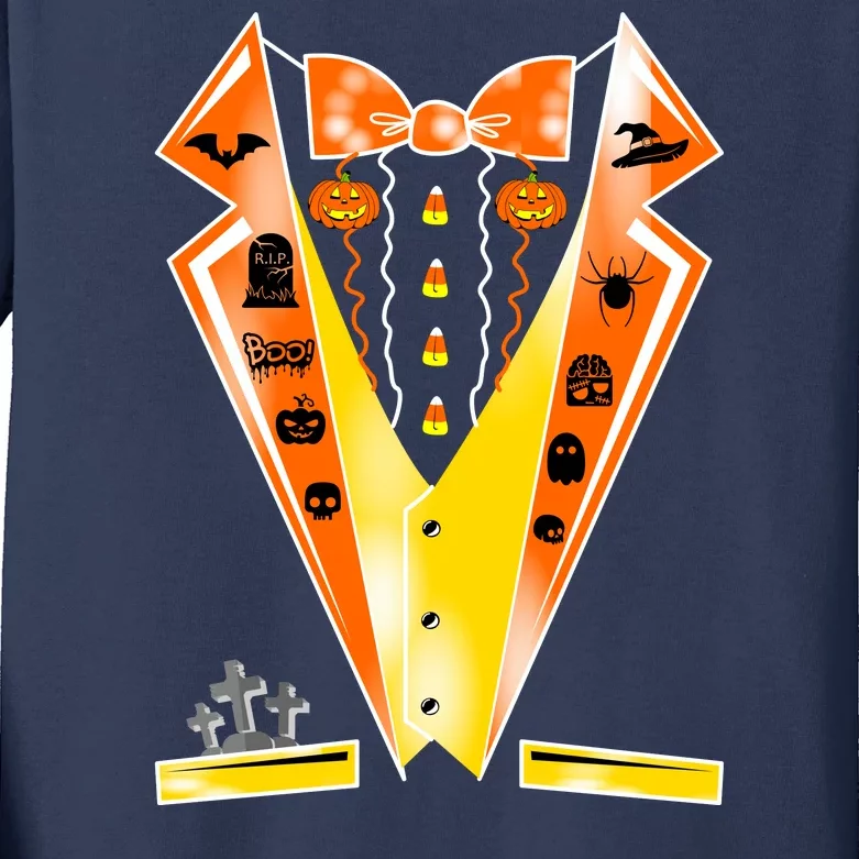 Halloween Party Tuxedo Tux Kids Long Sleeve Shirt