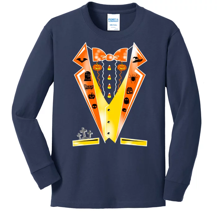 Halloween Party Tuxedo Tux Kids Long Sleeve Shirt