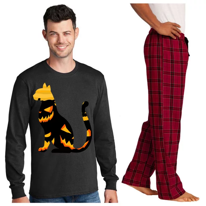 Halloween Pumpkin Cat Long Sleeve Pajama Set