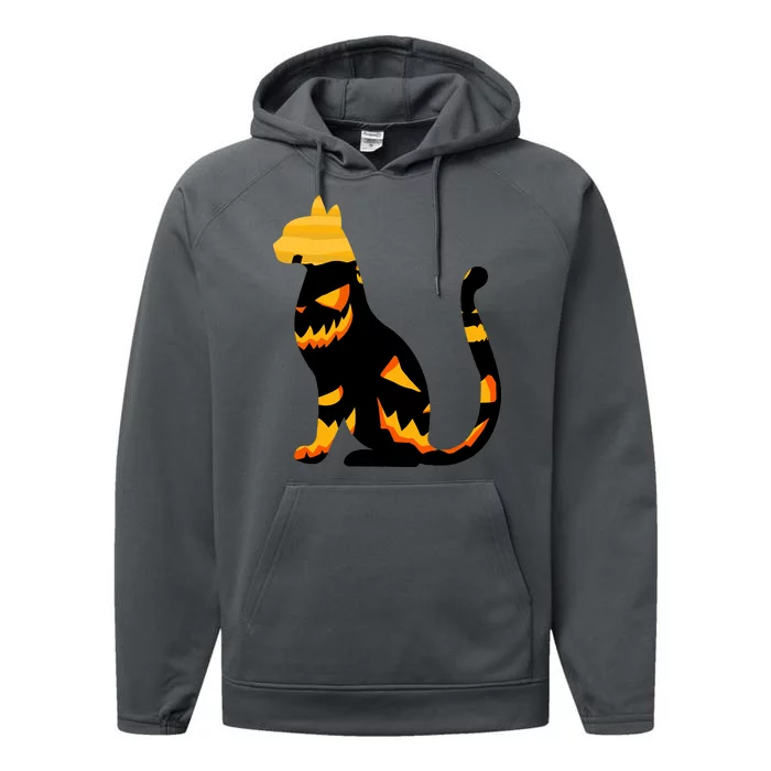 Halloween Pumpkin Cat Performance Fleece Hoodie