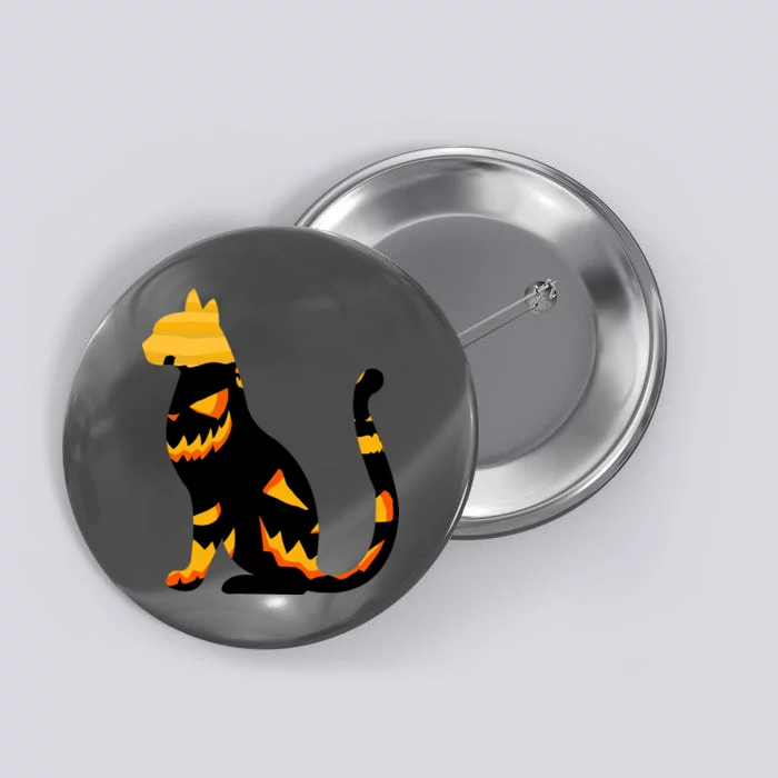 Halloween Pumpkin Cat Button