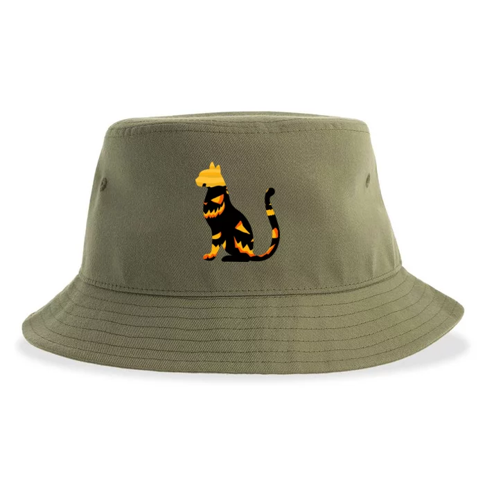 Halloween Pumpkin Cat Sustainable Bucket Hat