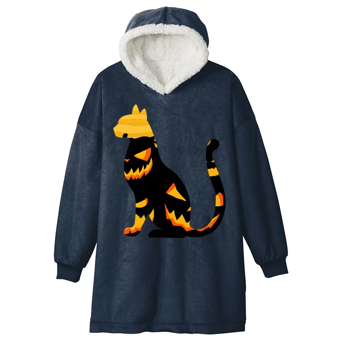 Halloween Pumpkin Cat Hooded Wearable Blanket