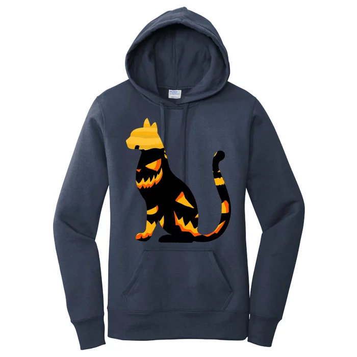 Halloween Pumpkin Cat Women's Pullover Hoodie