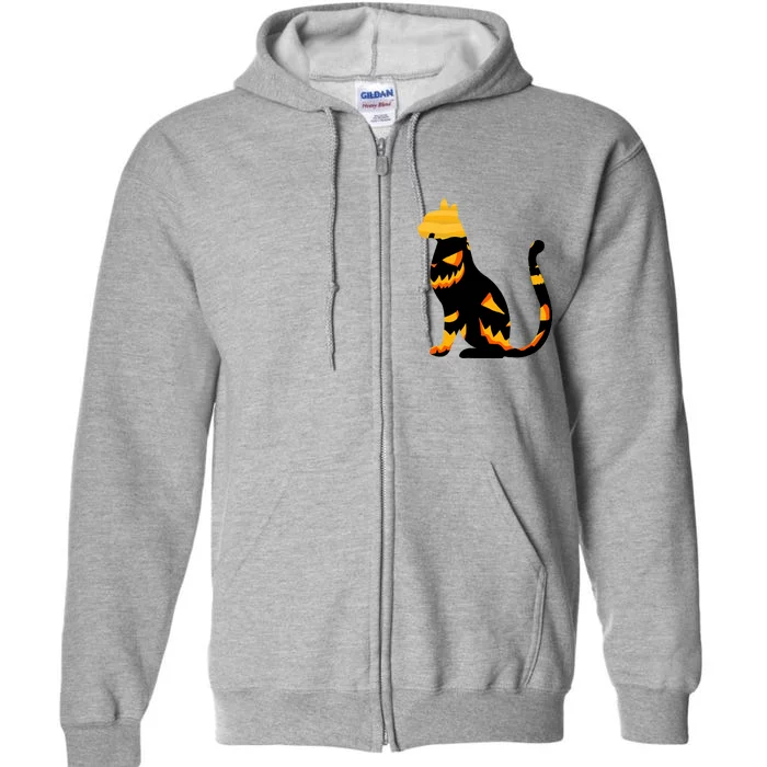 Halloween Pumpkin Cat Full Zip Hoodie