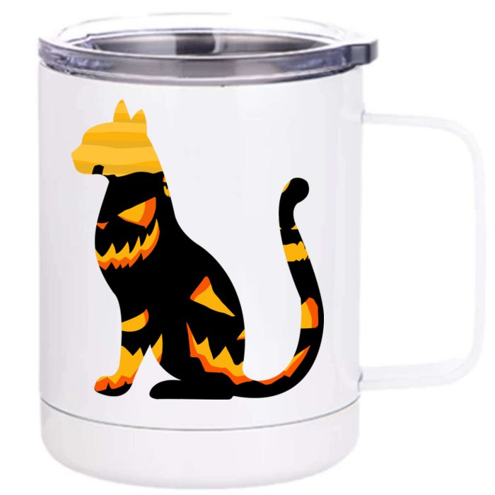 Halloween Pumpkin Cat Front & Back 12oz Stainless Steel Tumbler Cup