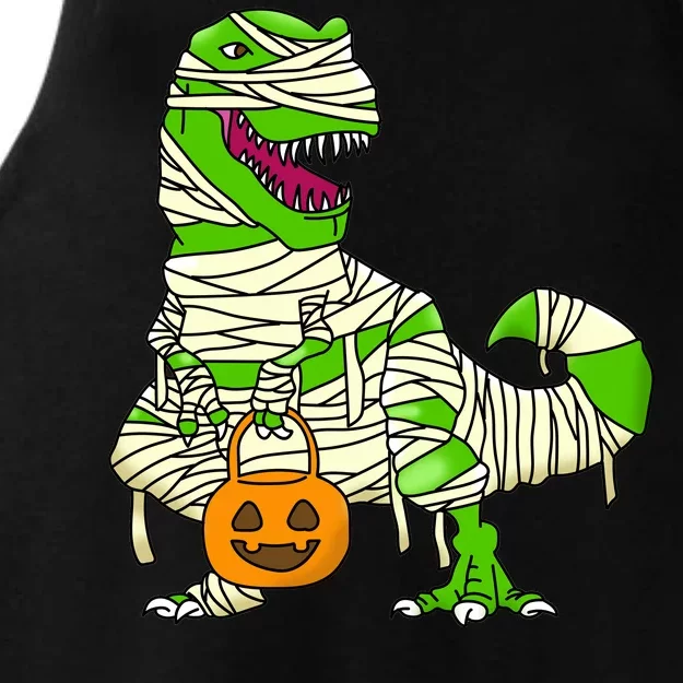 Halloween Pumpkin Dinosaur Ladies Tri-Blend Wicking Tank