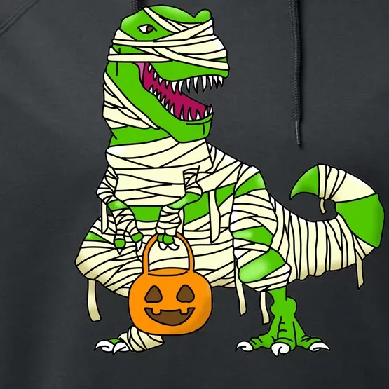 Halloween Pumpkin Dinosaur Performance Fleece Hoodie