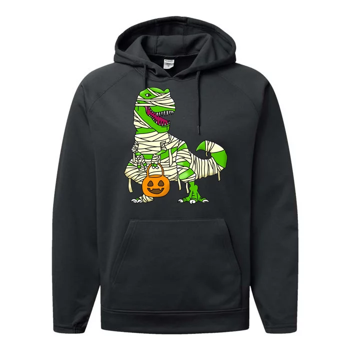 Halloween Pumpkin Dinosaur Performance Fleece Hoodie