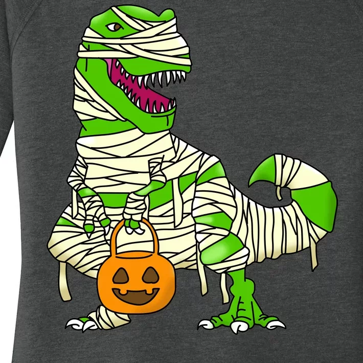 Halloween Pumpkin Dinosaur Women's Perfect Tri Tunic Long Sleeve Shirt