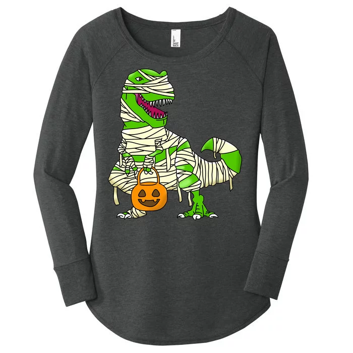 Halloween Pumpkin Dinosaur Women's Perfect Tri Tunic Long Sleeve Shirt