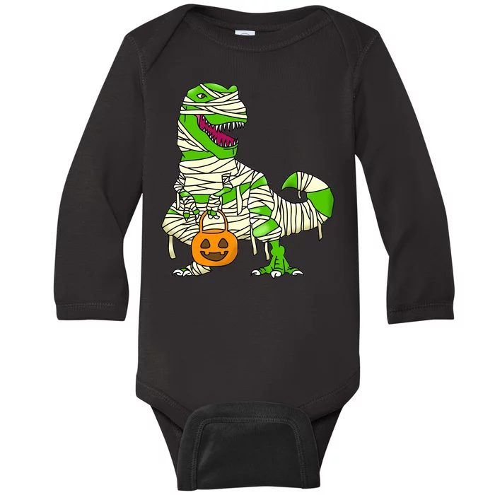 Halloween Pumpkin Dinosaur Baby Long Sleeve Bodysuit