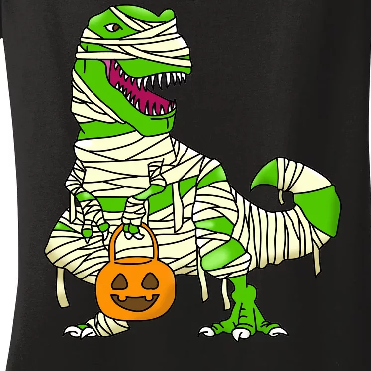 Halloween Pumpkin Dinosaur Women's V-Neck T-Shirt