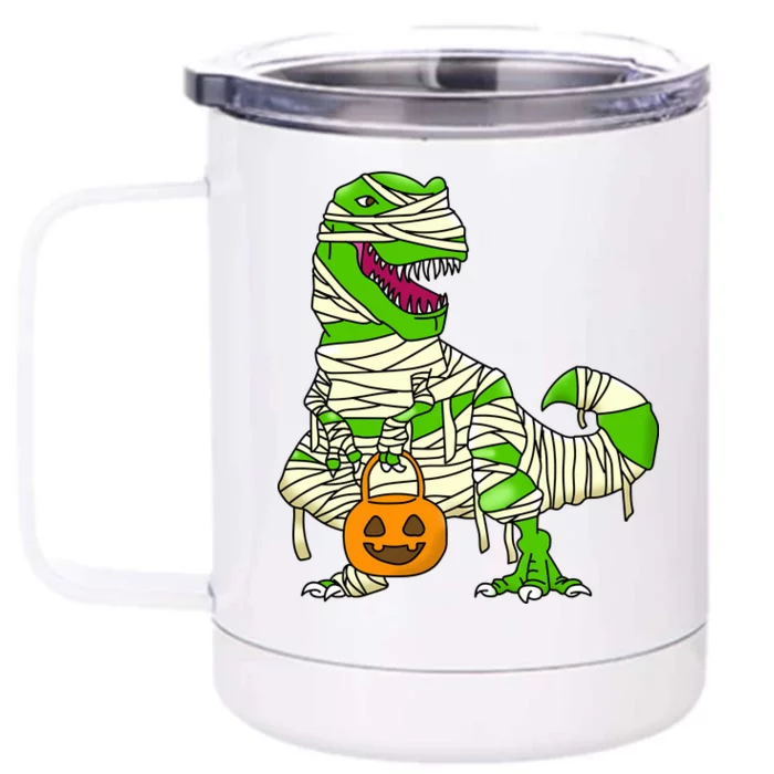 Halloween Pumpkin Dinosaur Front & Back 12oz Stainless Steel Tumbler Cup