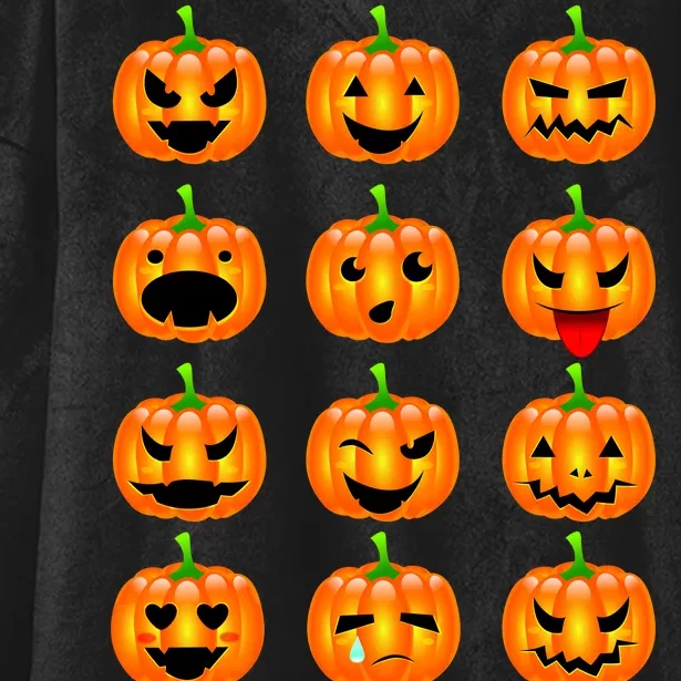 Halloween Pumpkin Emojis Smiley Face Hooded Wearable Blanket