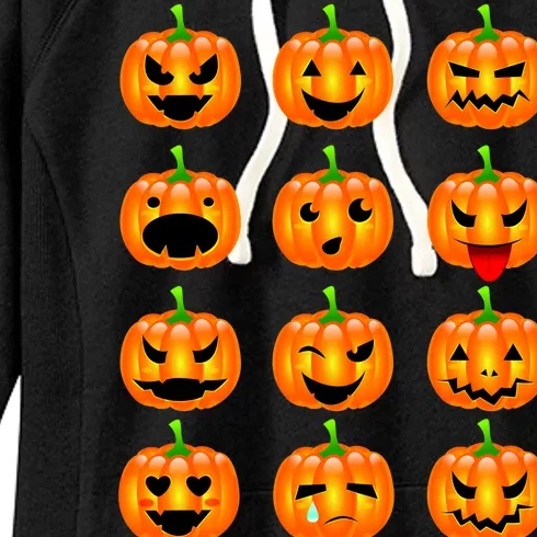 Halloween Pumpkin Emojis Smiley Face Women's Fleece Hoodie