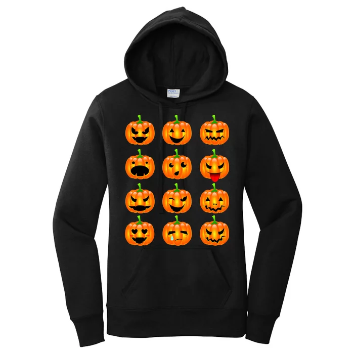 Halloween Pumpkin Emojis Smiley Face Women's Pullover Hoodie