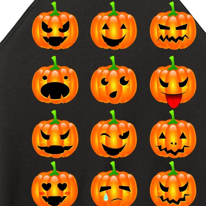 Halloween Pumpkin Emojis Smiley Face Women’s Perfect Tri Rocker Tank