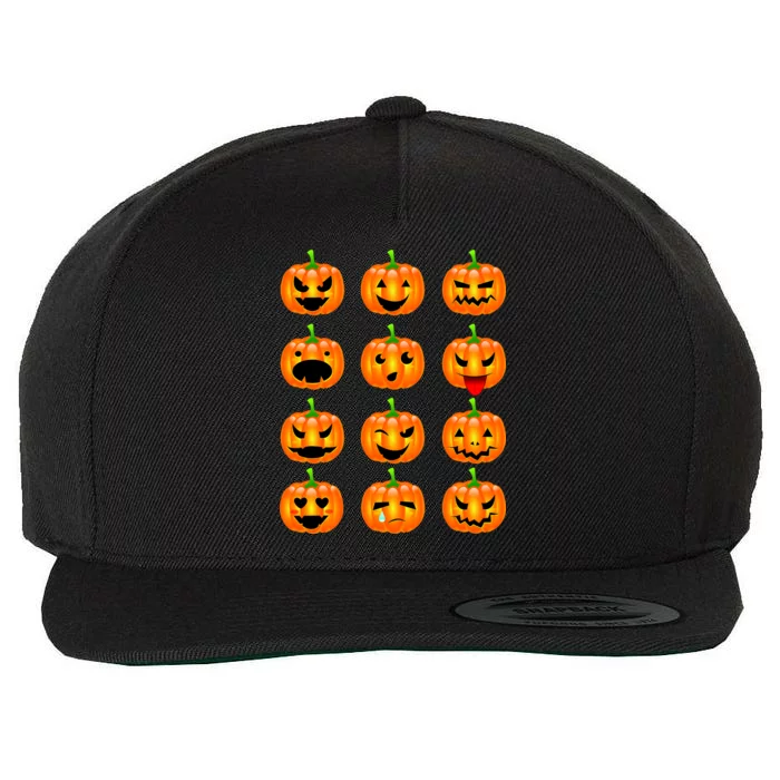 Halloween Pumpkin Emojis Smiley Face Wool Snapback Cap