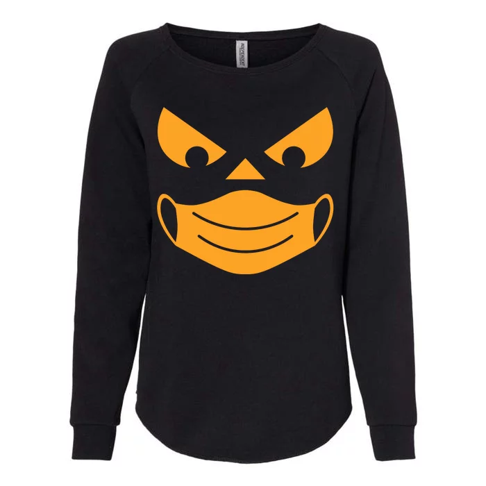 Halloween Pumpkin Face Mask Social Distancing Womens California Wash Sweatshirt