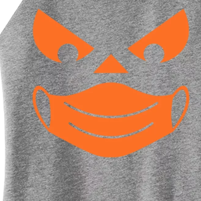 Halloween Pumpkin Face Mask Social Distancing Women’s Perfect Tri Rocker Tank