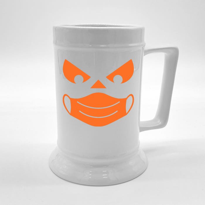 Halloween Pumpkin Face Mask Social Distancing Front & Back Beer Stein