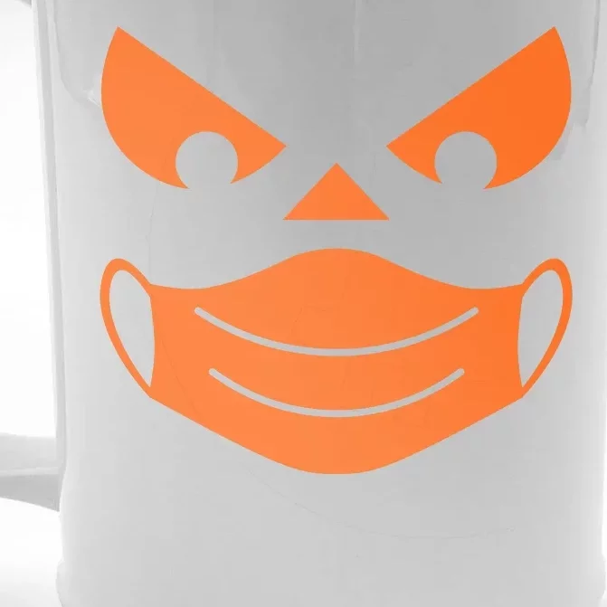 Halloween Pumpkin Face Mask Social Distancing Front & Back Beer Stein