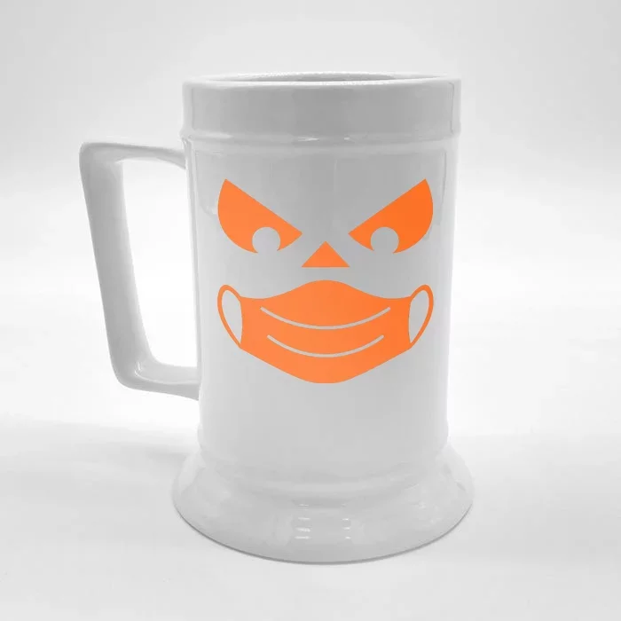 Halloween Pumpkin Face Mask Social Distancing Front & Back Beer Stein