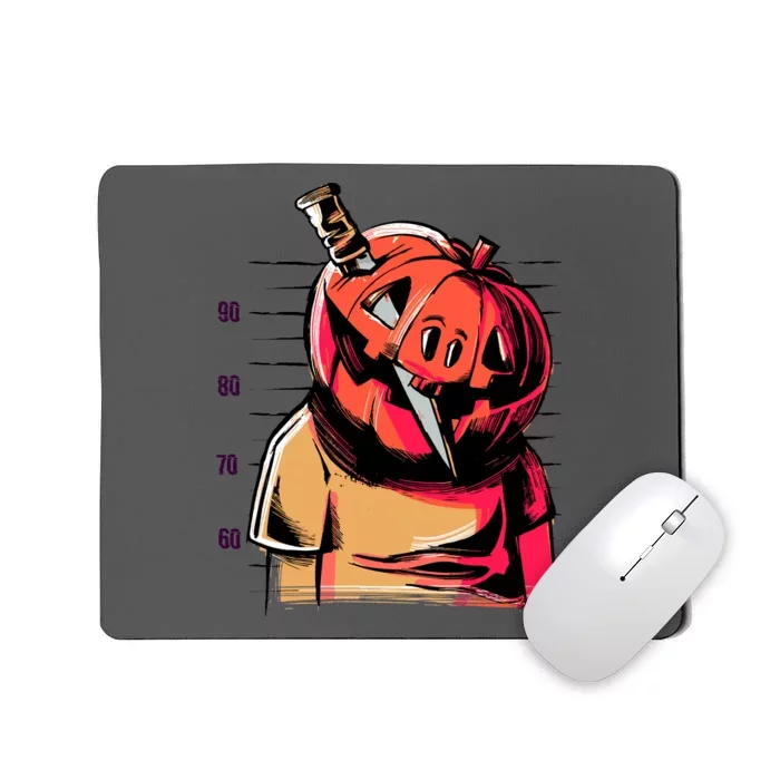 Halloween Pumpkin Head Knife Mug Shot Mousepad