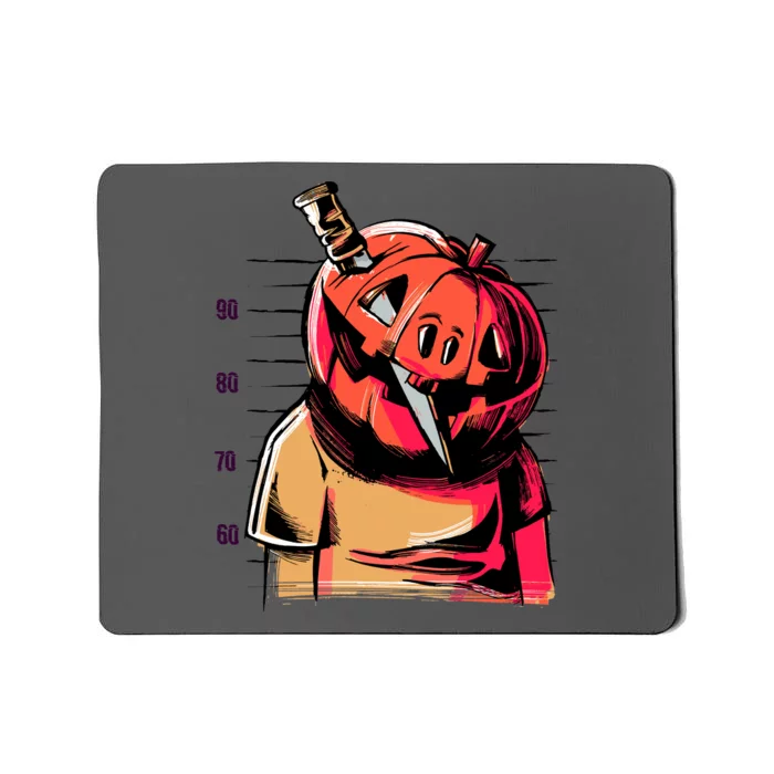 Halloween Pumpkin Head Knife Mug Shot Mousepad